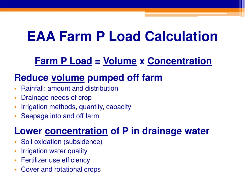 eaa farm p load calculation