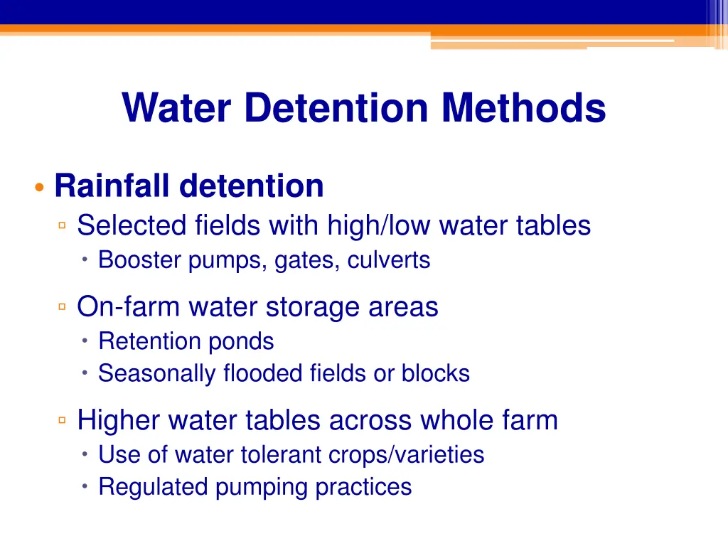 water detention methods