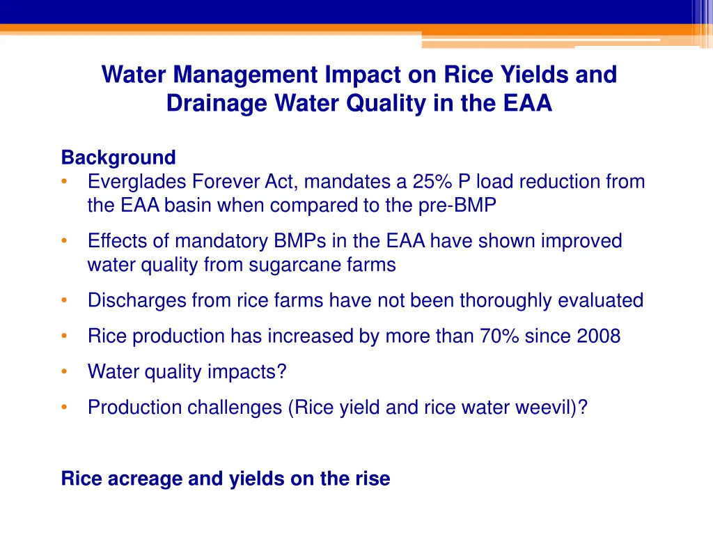 water management impact on rice yields