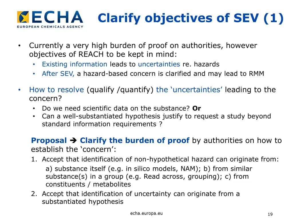 clarify objectives of sev 1