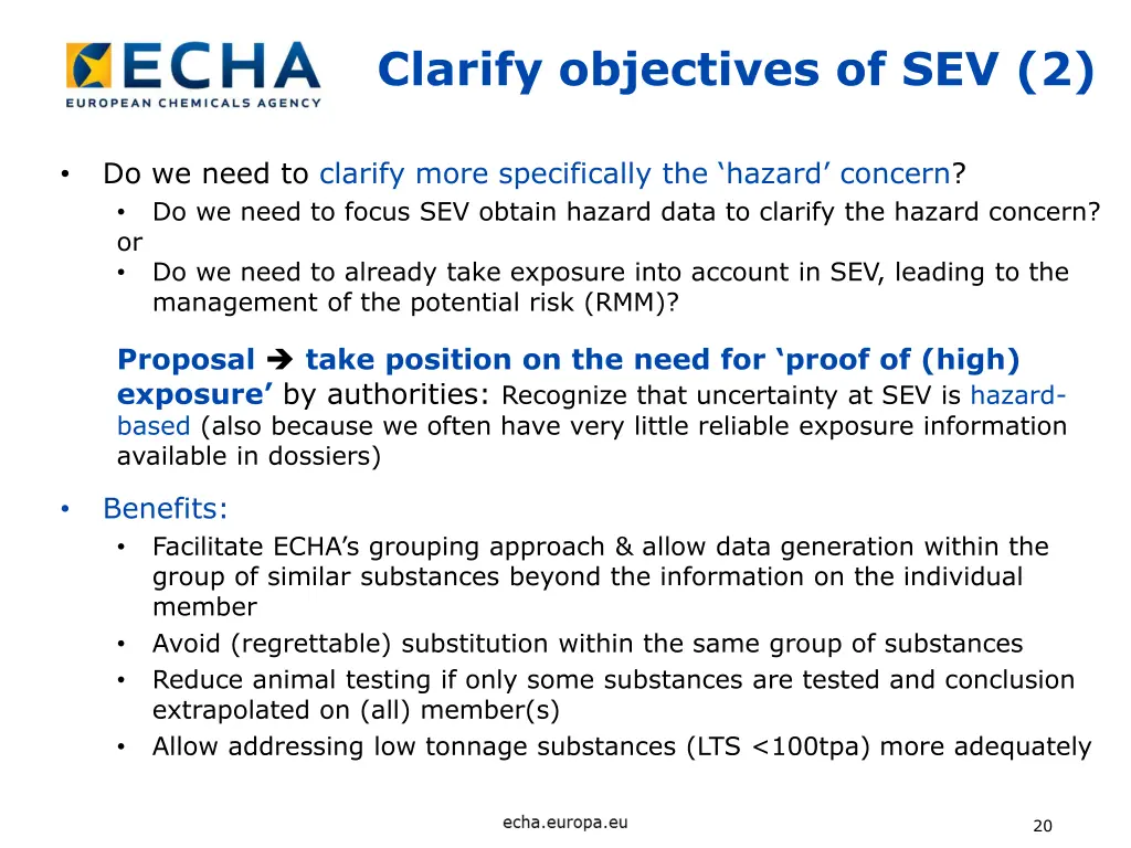 clarify objectives of sev 2