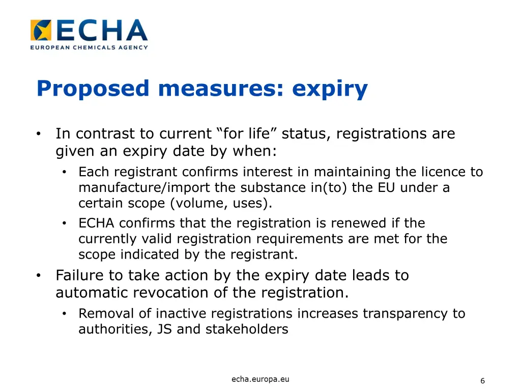 proposed measures expiry