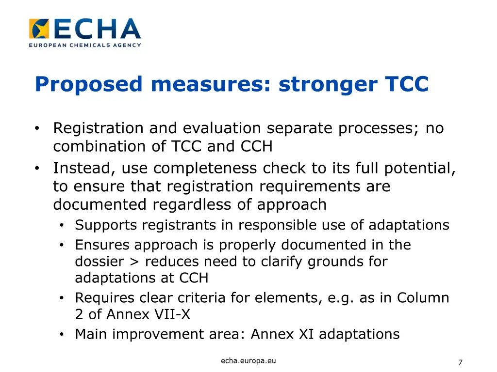 proposed measures stronger tcc