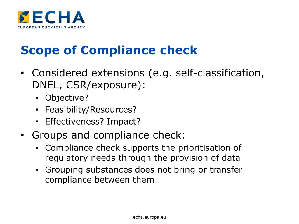 scope of compliance check