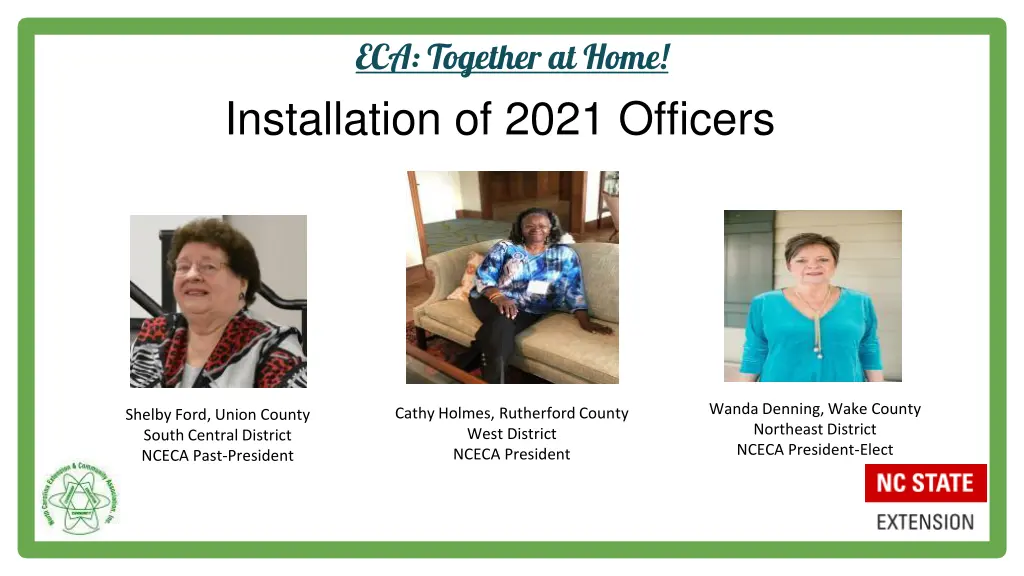 eca together at home installation of 2021 officers