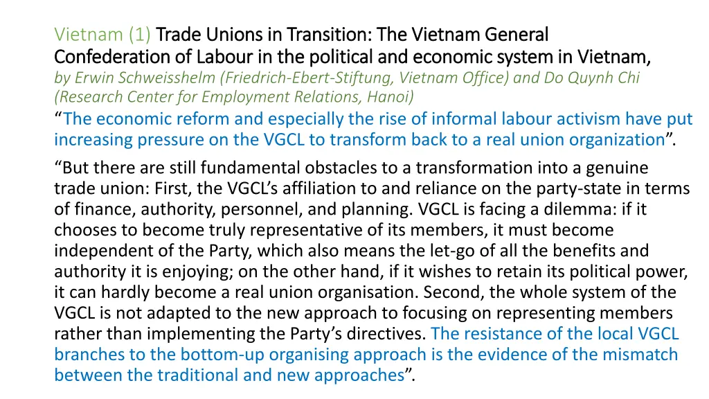 vietnam 1 trade unions in transition the vietnam