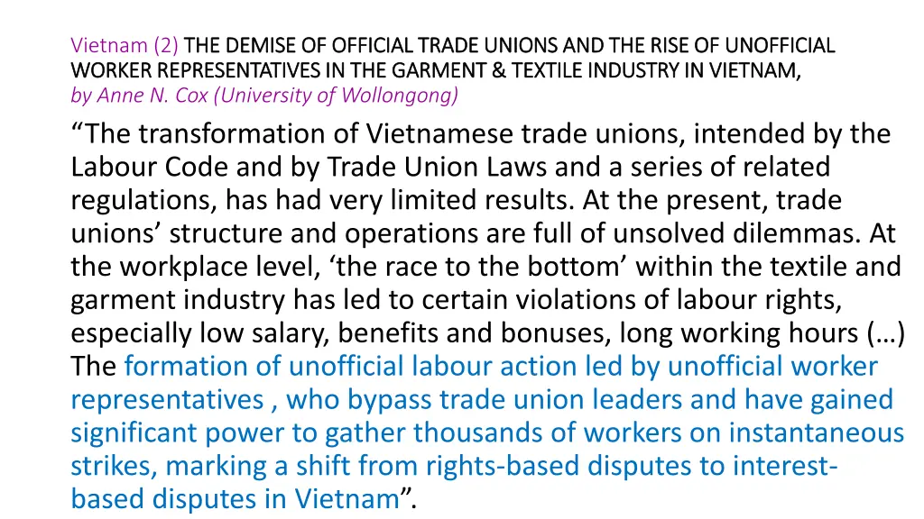 vietnam 2 the demise of official trade unions