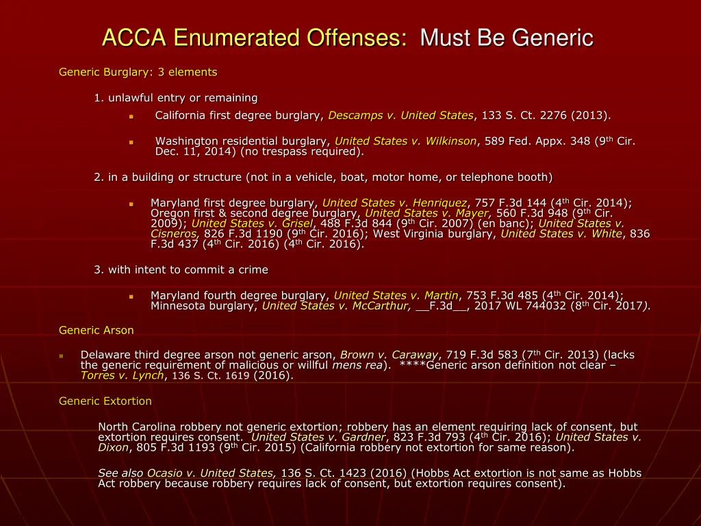 acca enumerated offenses must be generic