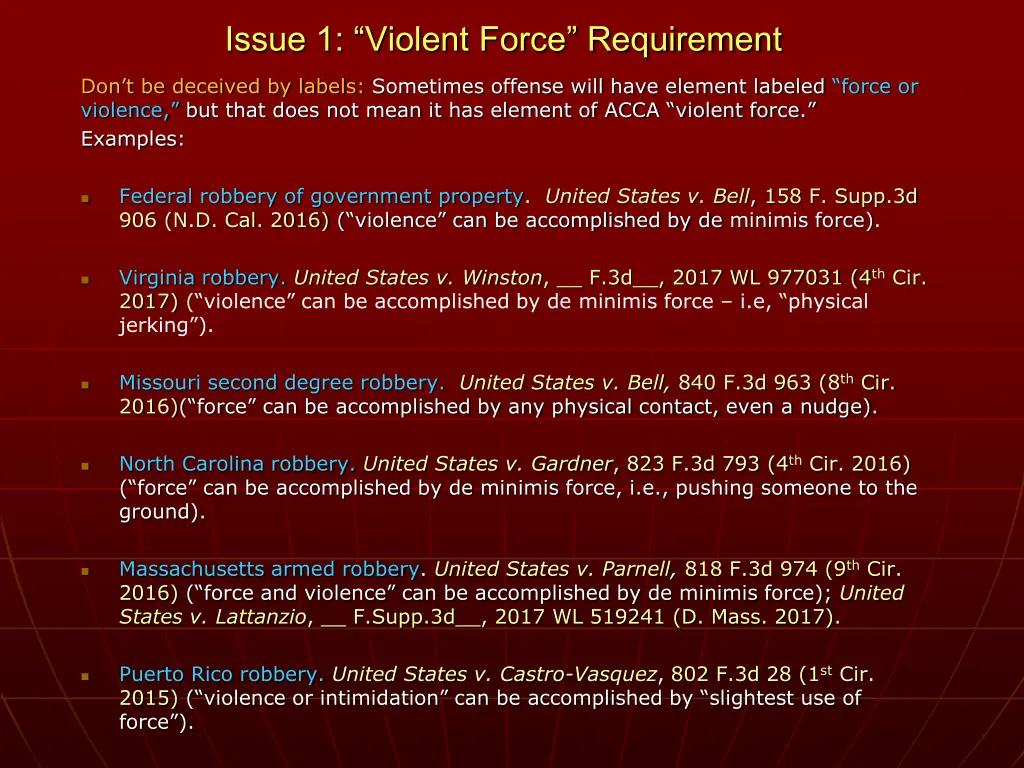 issue 1 violent force requirement 1