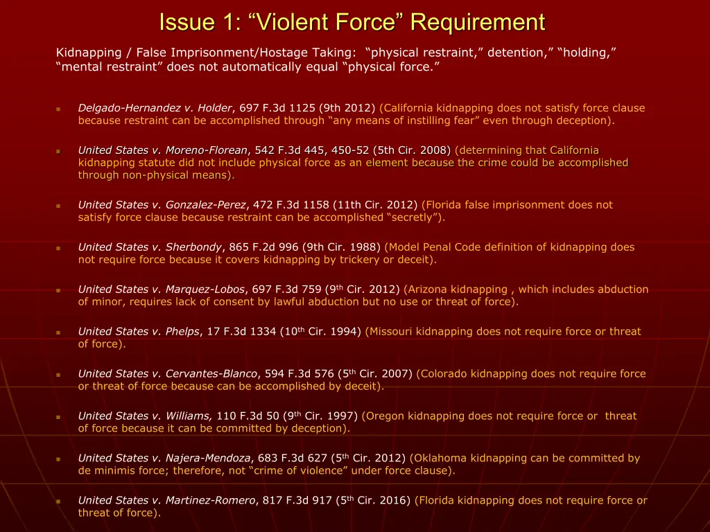 issue 1 violent force requirement 3