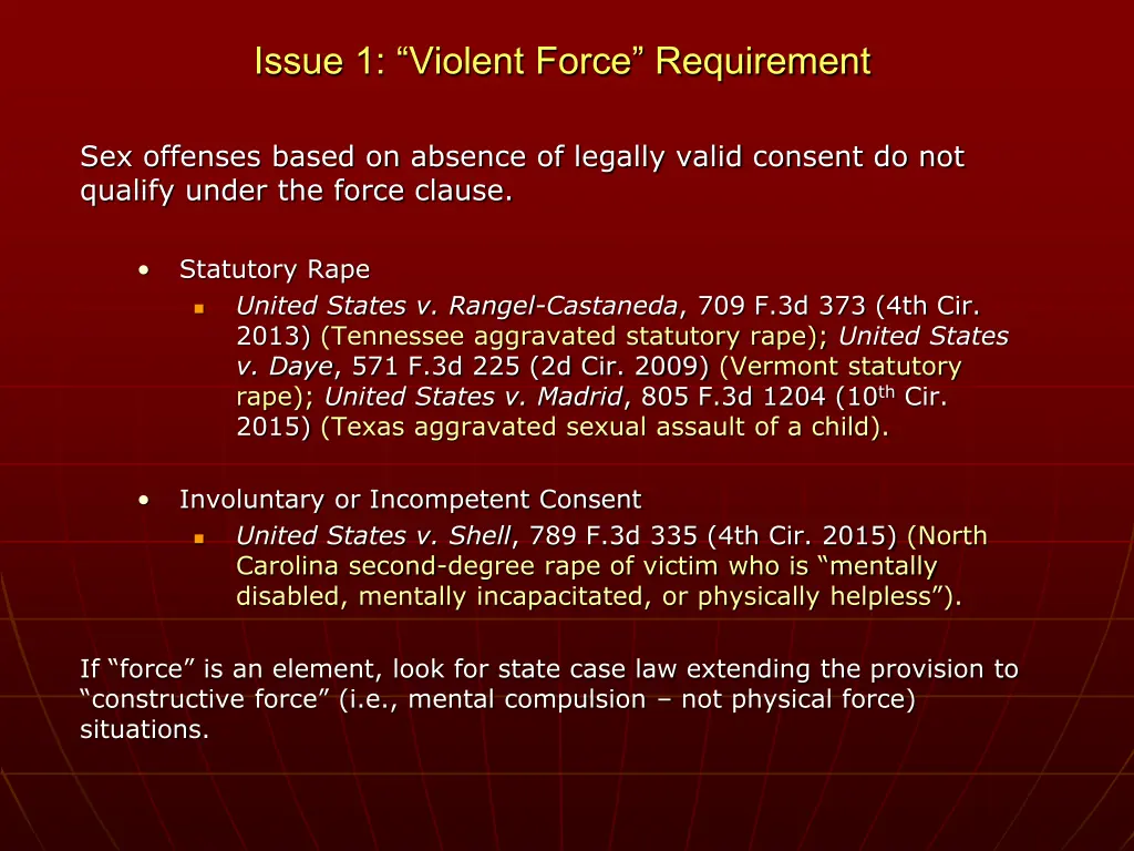 issue 1 violent force requirement 5