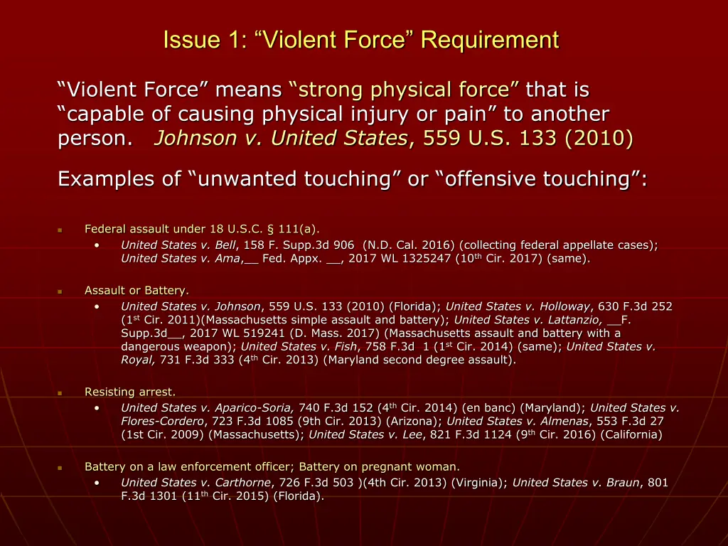 issue 1 violent force requirement