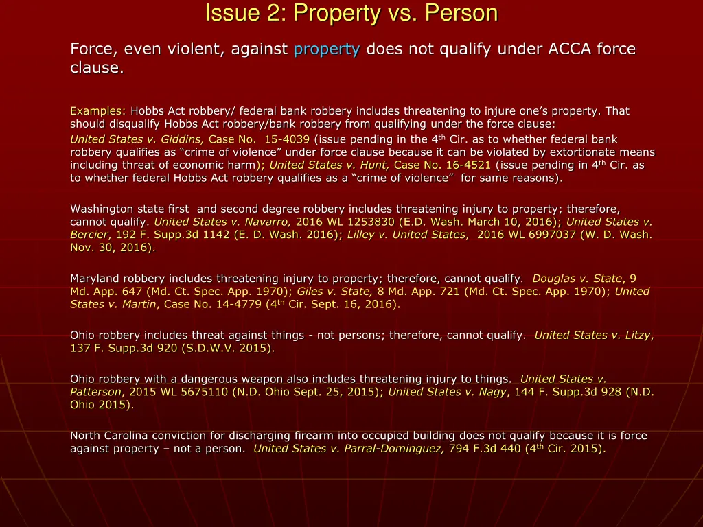 issue 2 property vs person