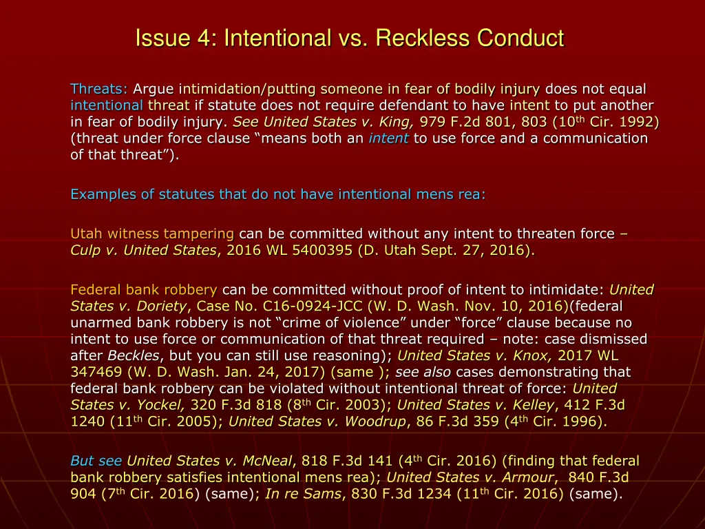 issue 4 intentional vs reckless conduct 1