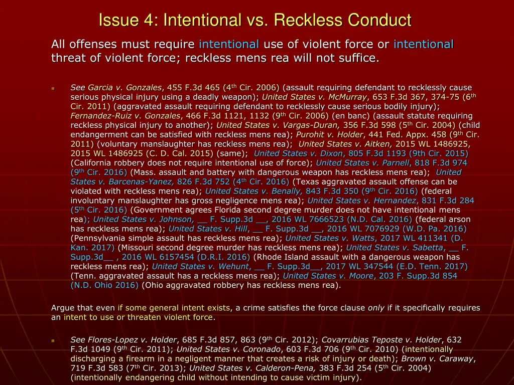 issue 4 intentional vs reckless conduct