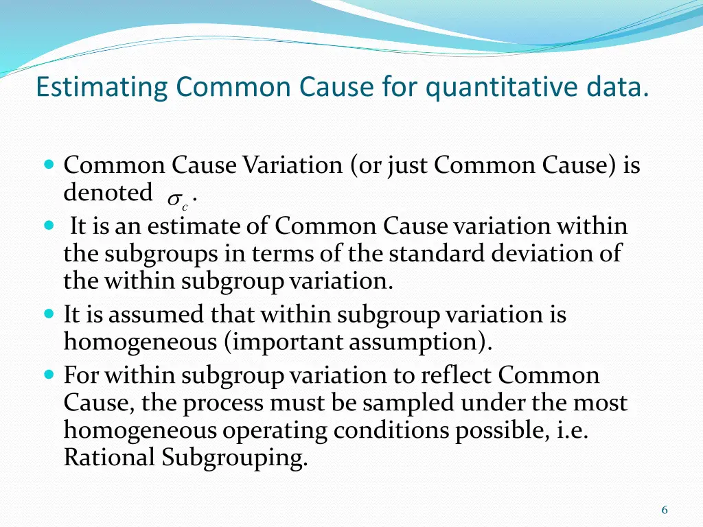 estimating common cause for quantitative data