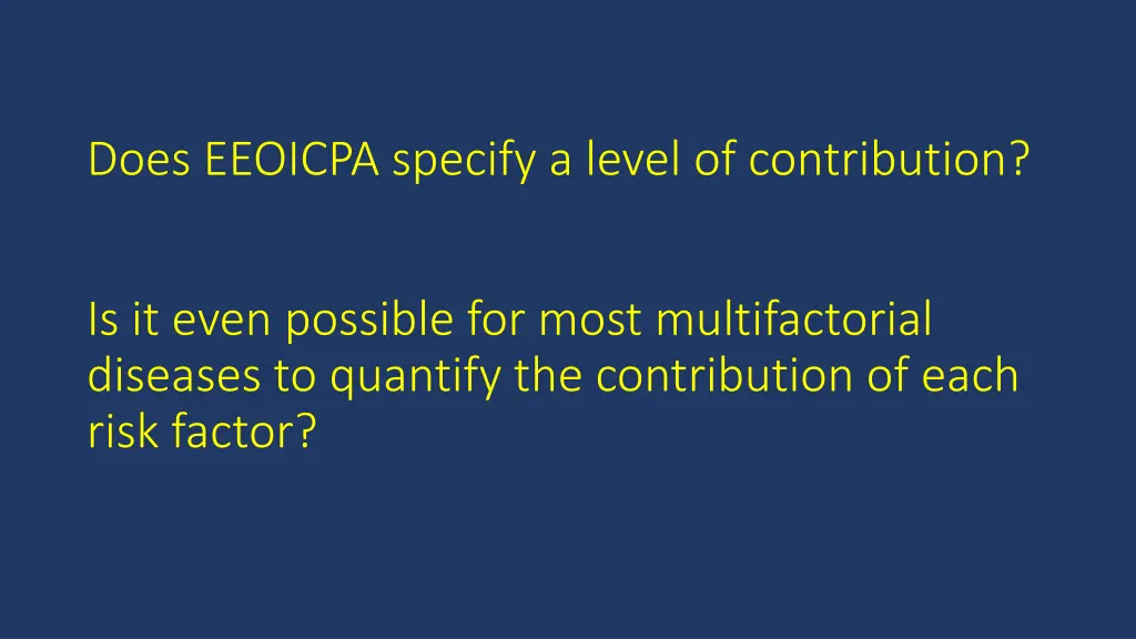 does eeoicpa specify a level of contribution