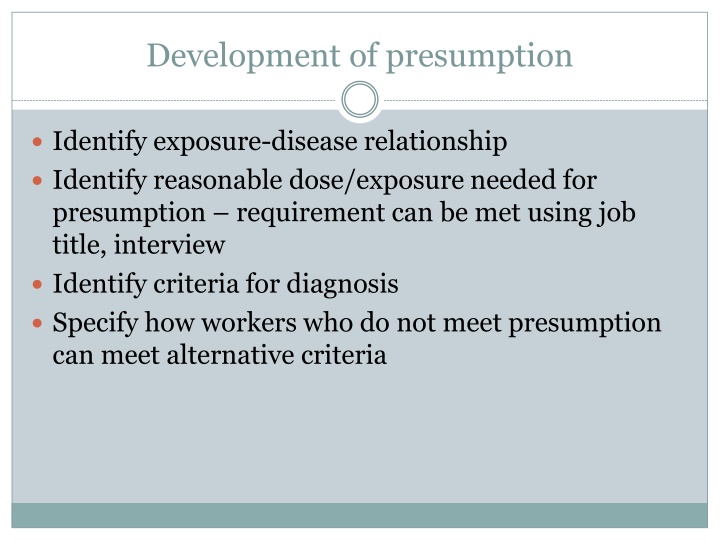 development of presumption