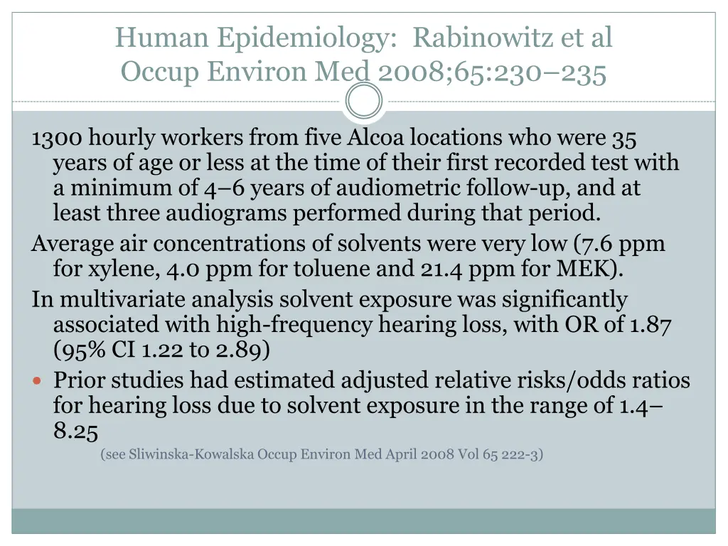 human epidemiology rabinowitz et al occup environ