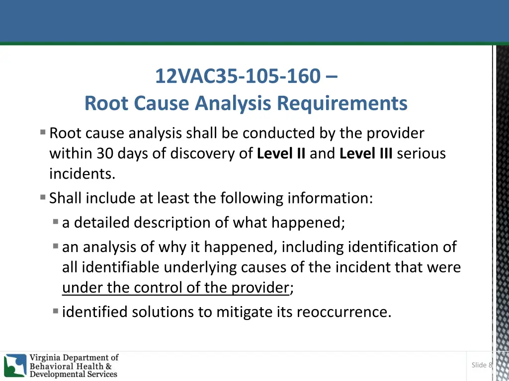 12vac35 105 160 root cause analysis requirements