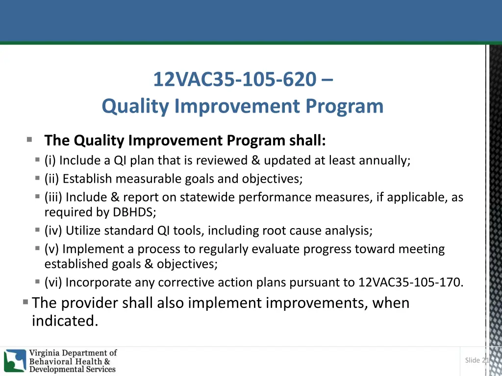 12vac35 105 620 quality improvement program