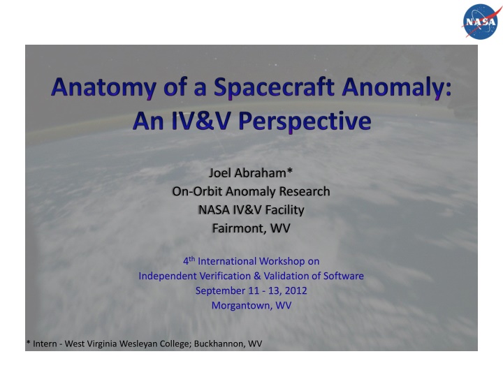 joel abraham on orbit anomaly research nasa