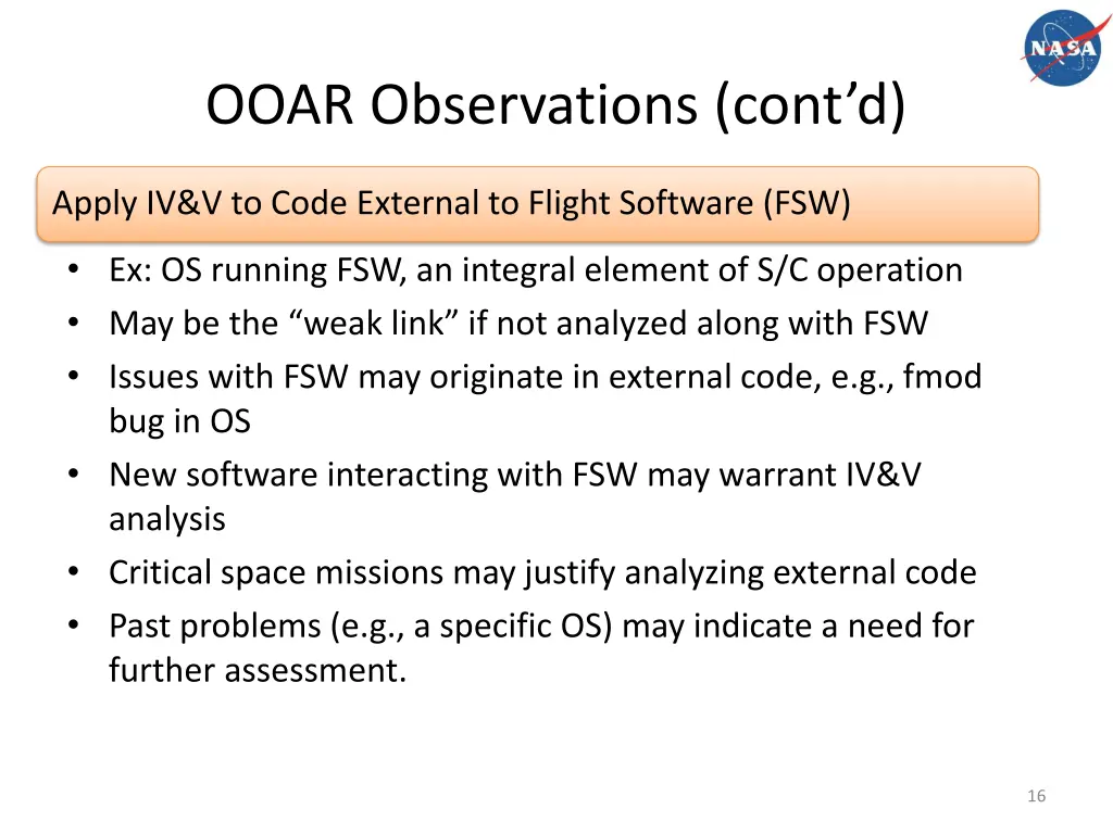 ooar observations cont d