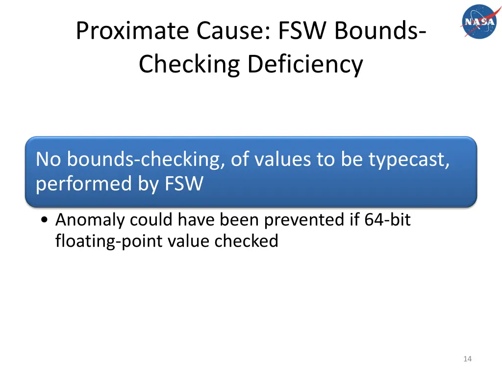 proximate cause fsw bounds checking deficiency 1