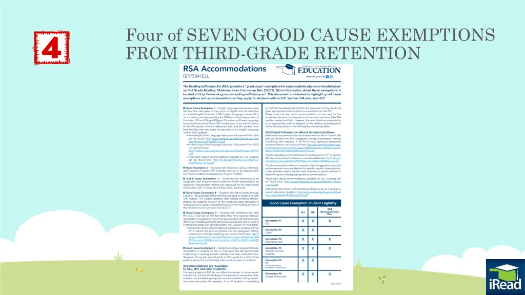 four of seven good cause exemptions from third 7