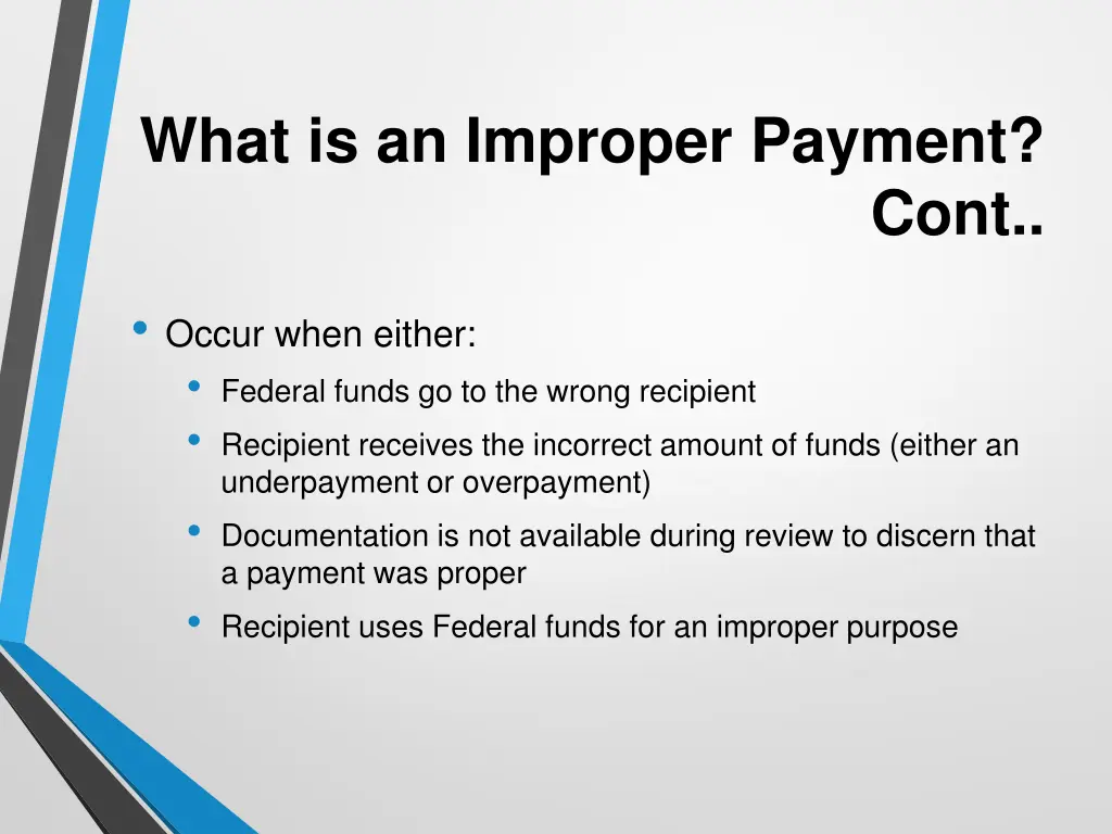 what is an improper payment 1