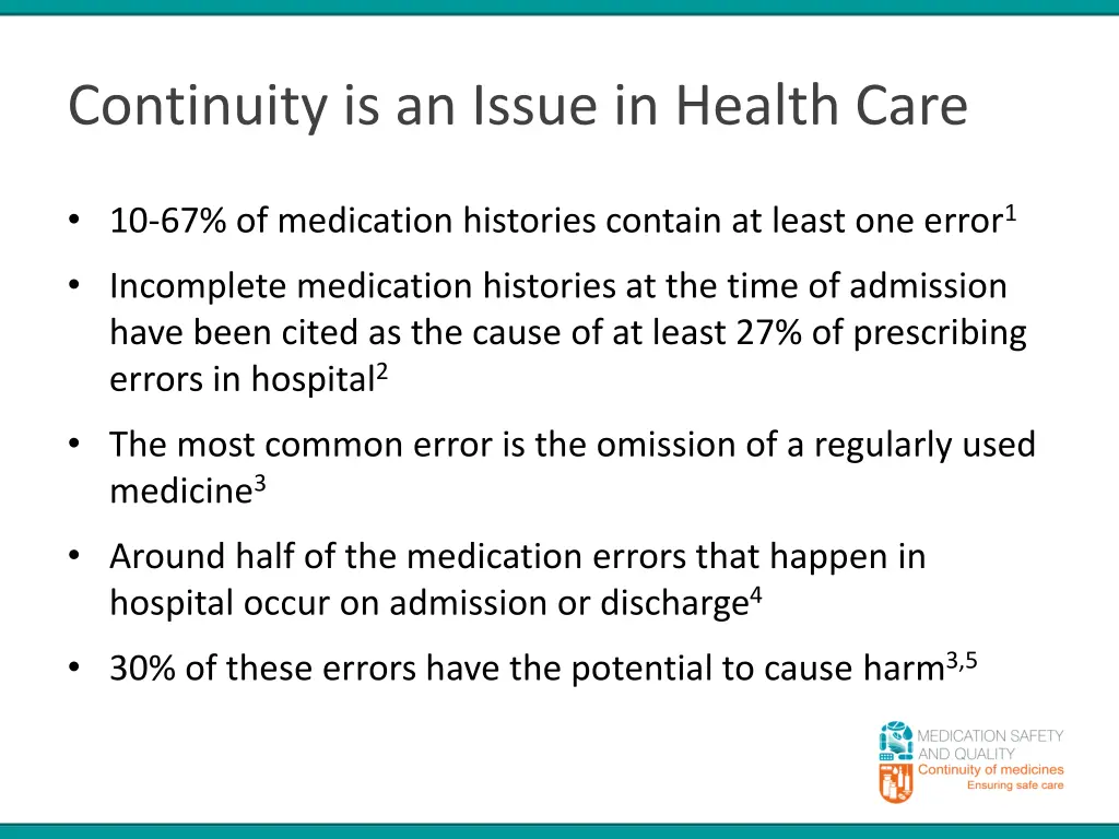 continuity is an issue in health care