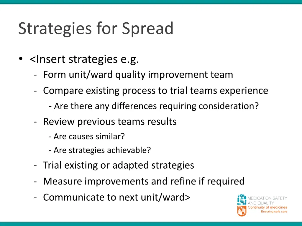 strategies for spread