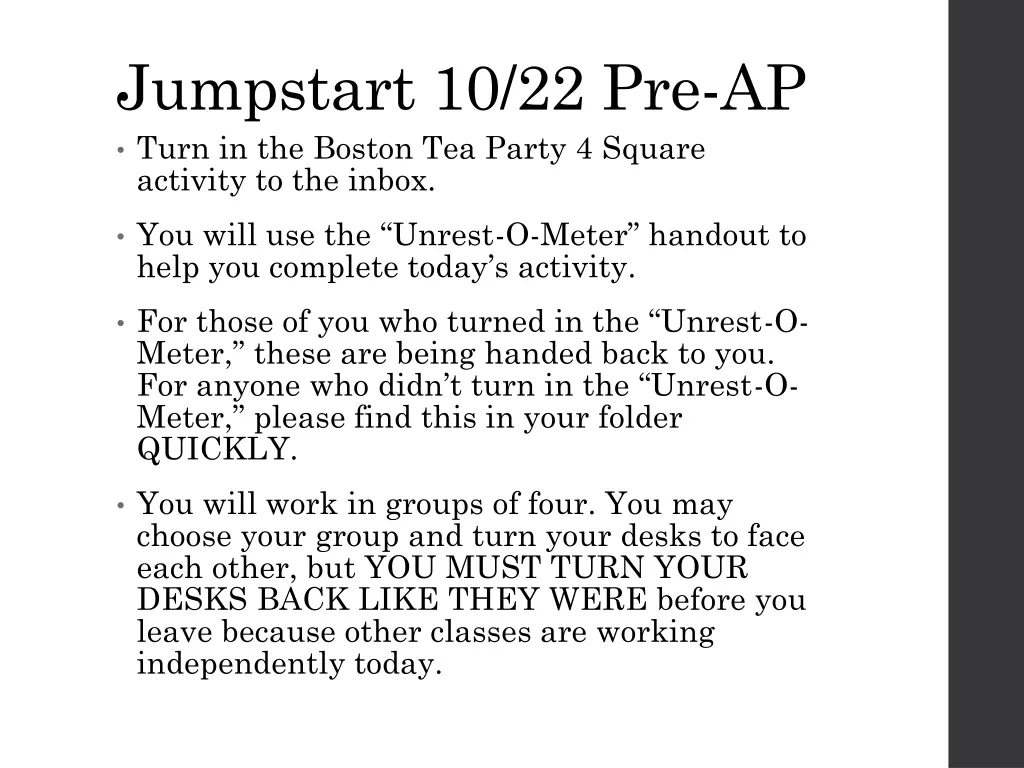 jumpstart 10 22 pre ap turn in the boston