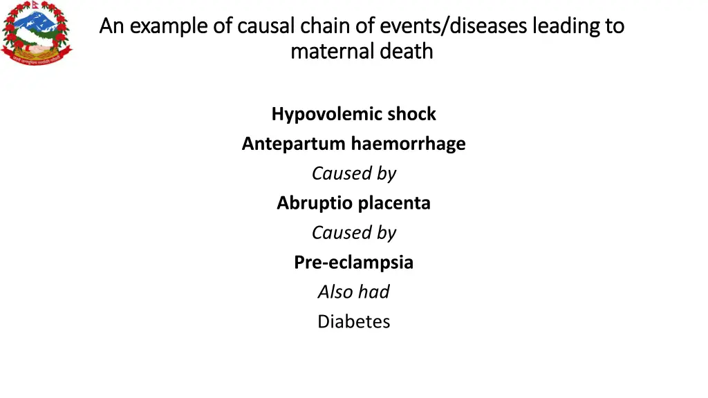 an example of causal chain of events diseases