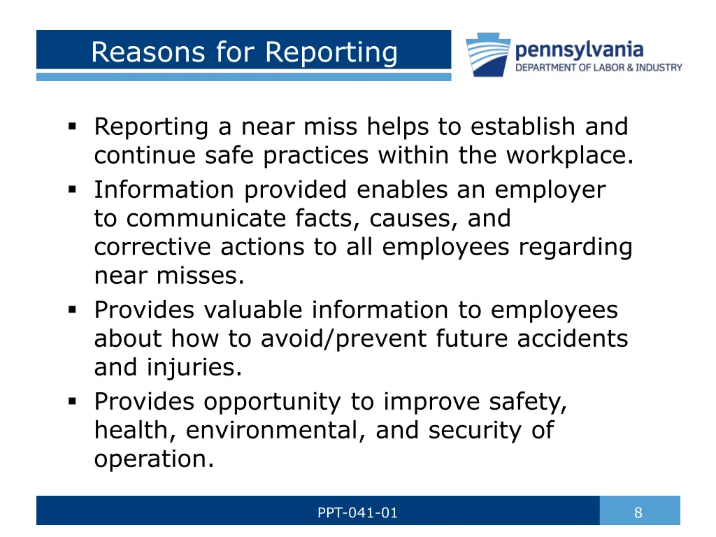 reasons for reporting