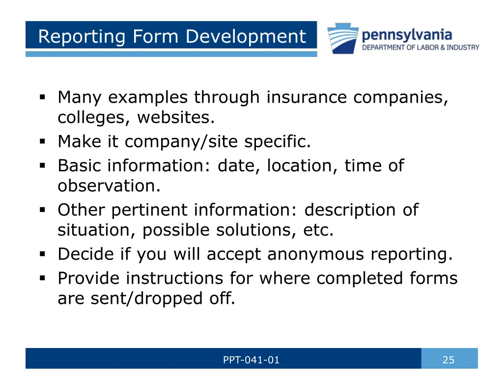 reporting form development