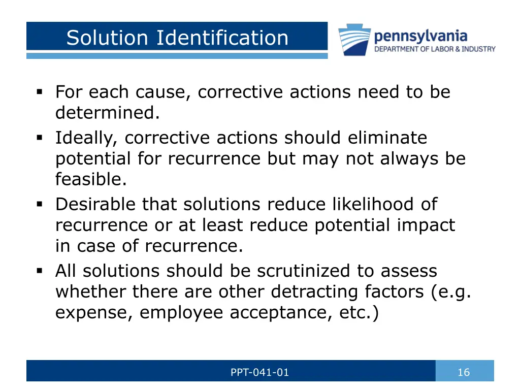 solution identification