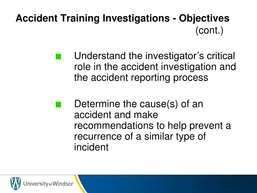 accident training investigations objectives