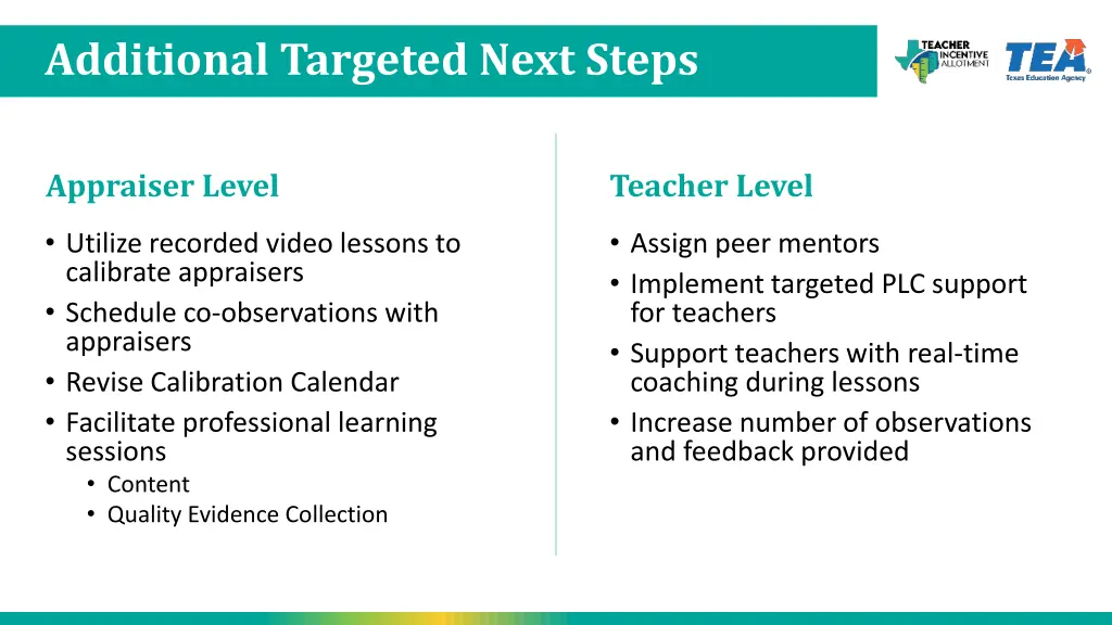 additional targeted next steps