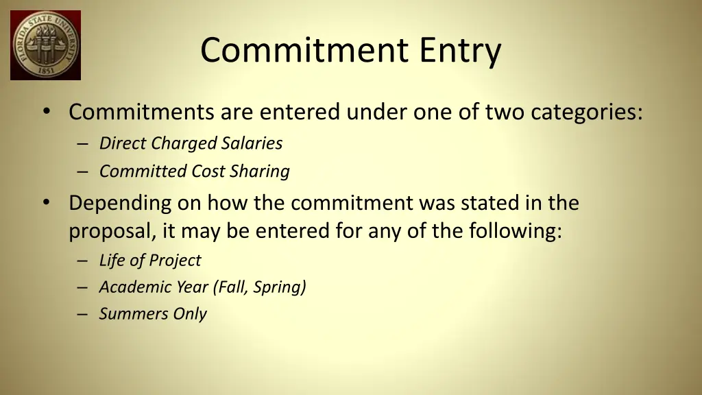 commitment entry 1