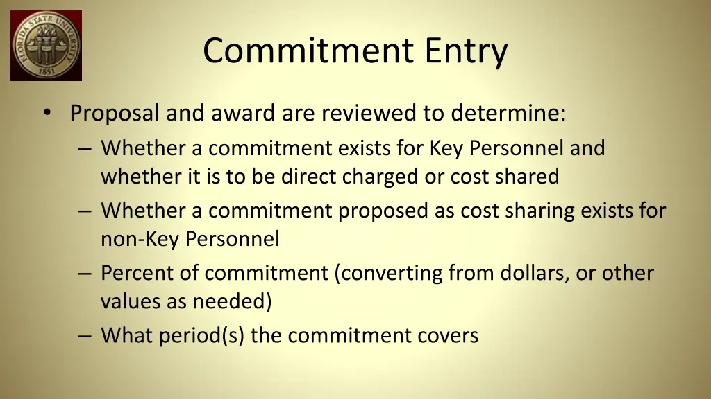 commitment entry