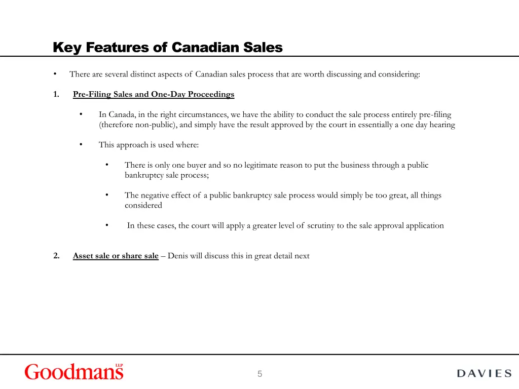 key features of canadian sales