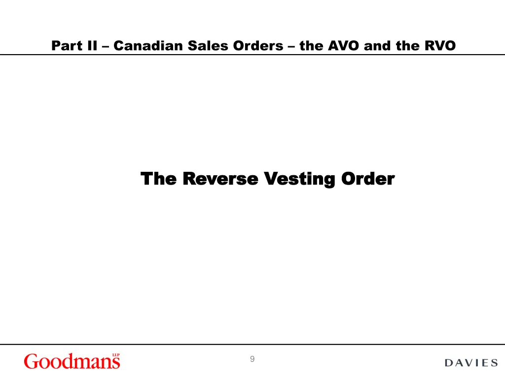 part ii canadian sales orders the avo and the rvo 1