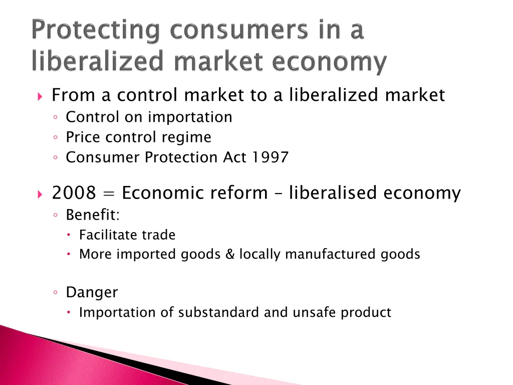 from a control market to a liberalized market