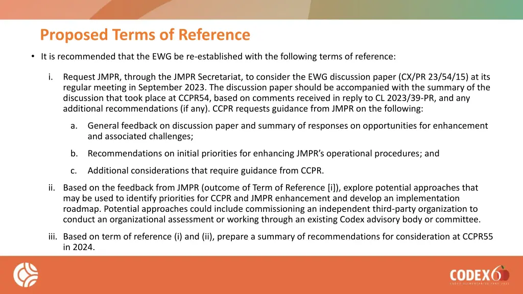 proposed terms of reference