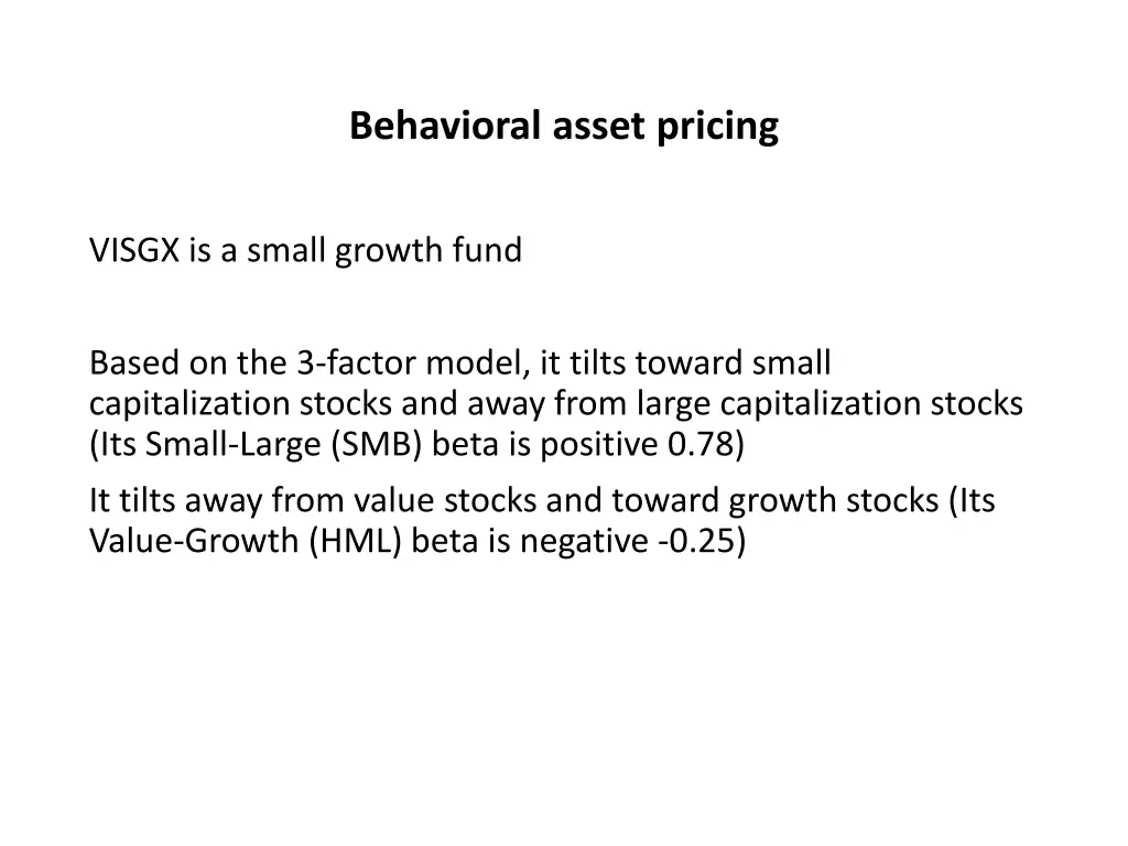 behavioral asset pricing 7