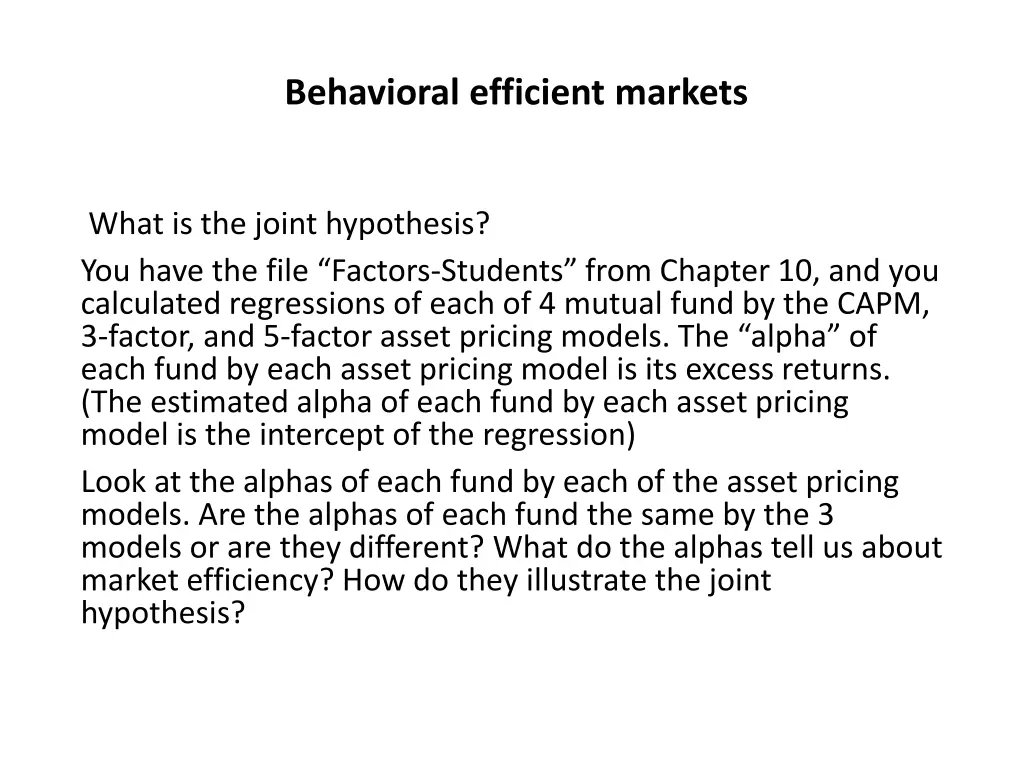 behavioral efficient markets