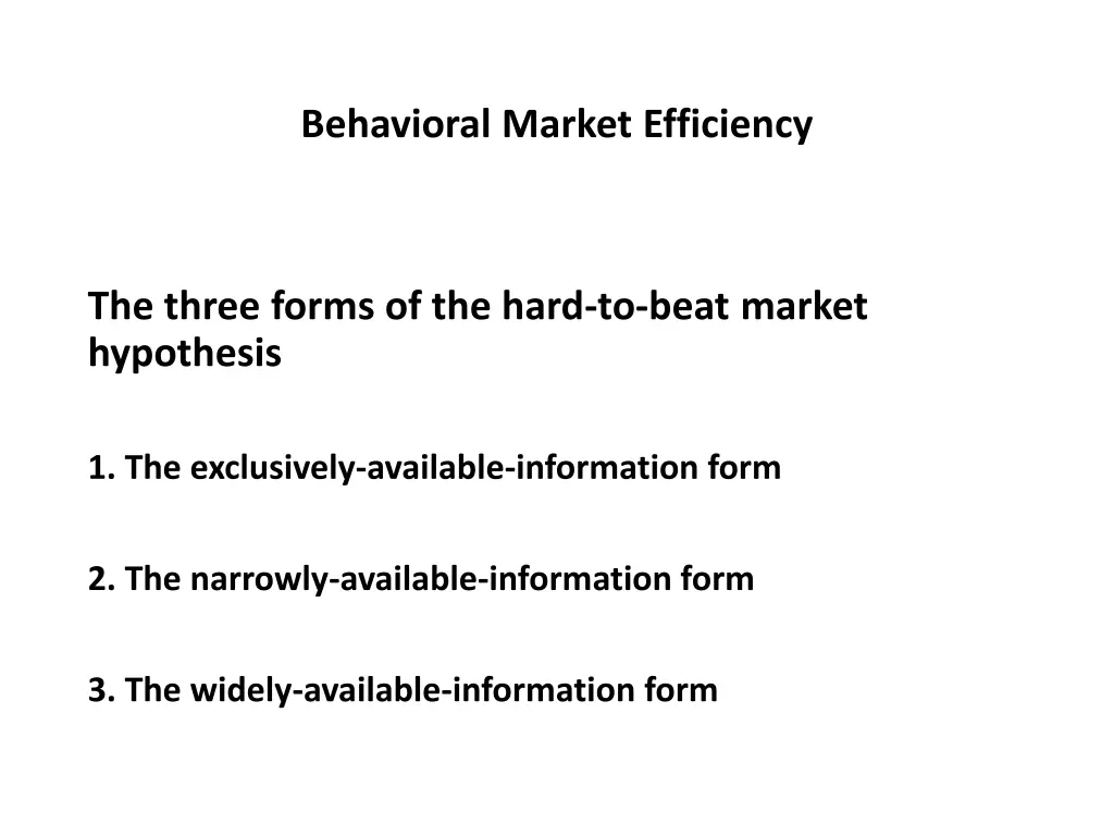 behavioral market efficiency 15