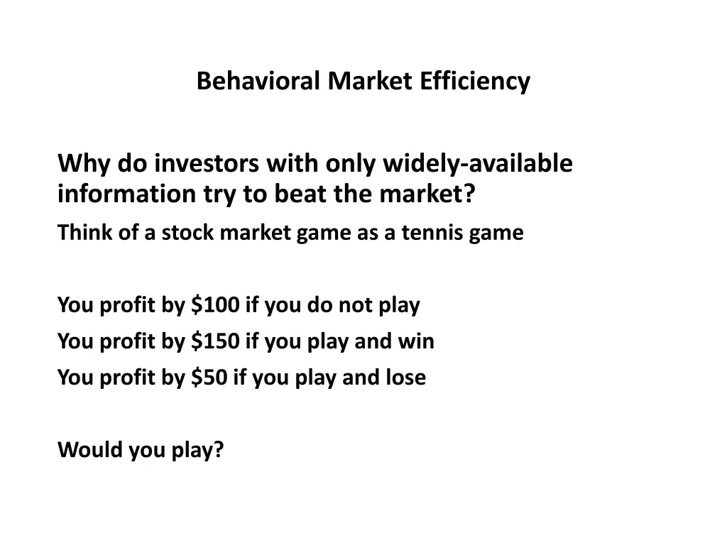 behavioral market efficiency 17