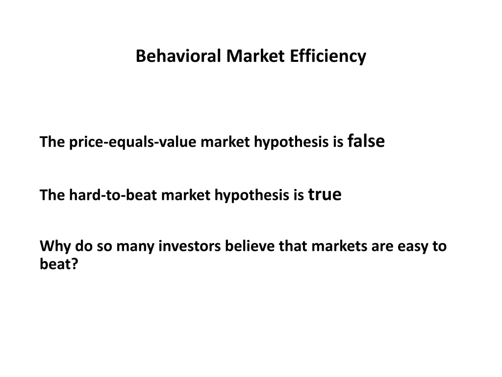 behavioral market efficiency 2